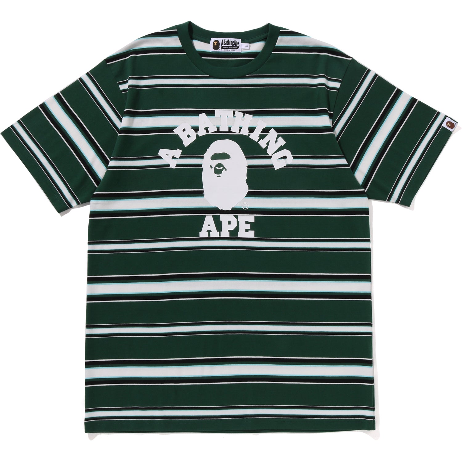 BAPE MENS APE HEAD COLLEGE STRIPE TEE