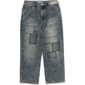 CLOUD CAMO JACQUARD UPCYCLED RELAXED FIT 13 OZ DENIM PANTS MENS