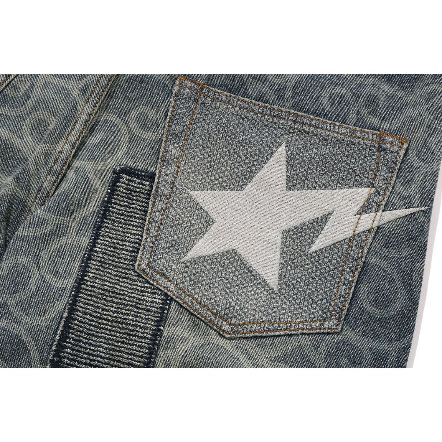 CLOUD CAMO JACQUARD UPCYCLED RELAXED FIT 13 OZ DENIM PANTS MENS - Image 4