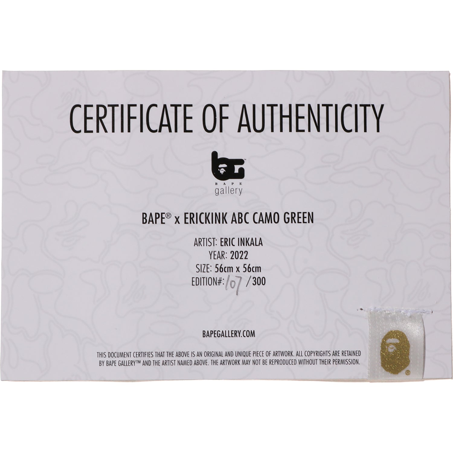 BAPE X ERICKINK ABC CAMO GREEN by ERIC INKALA - Image 3