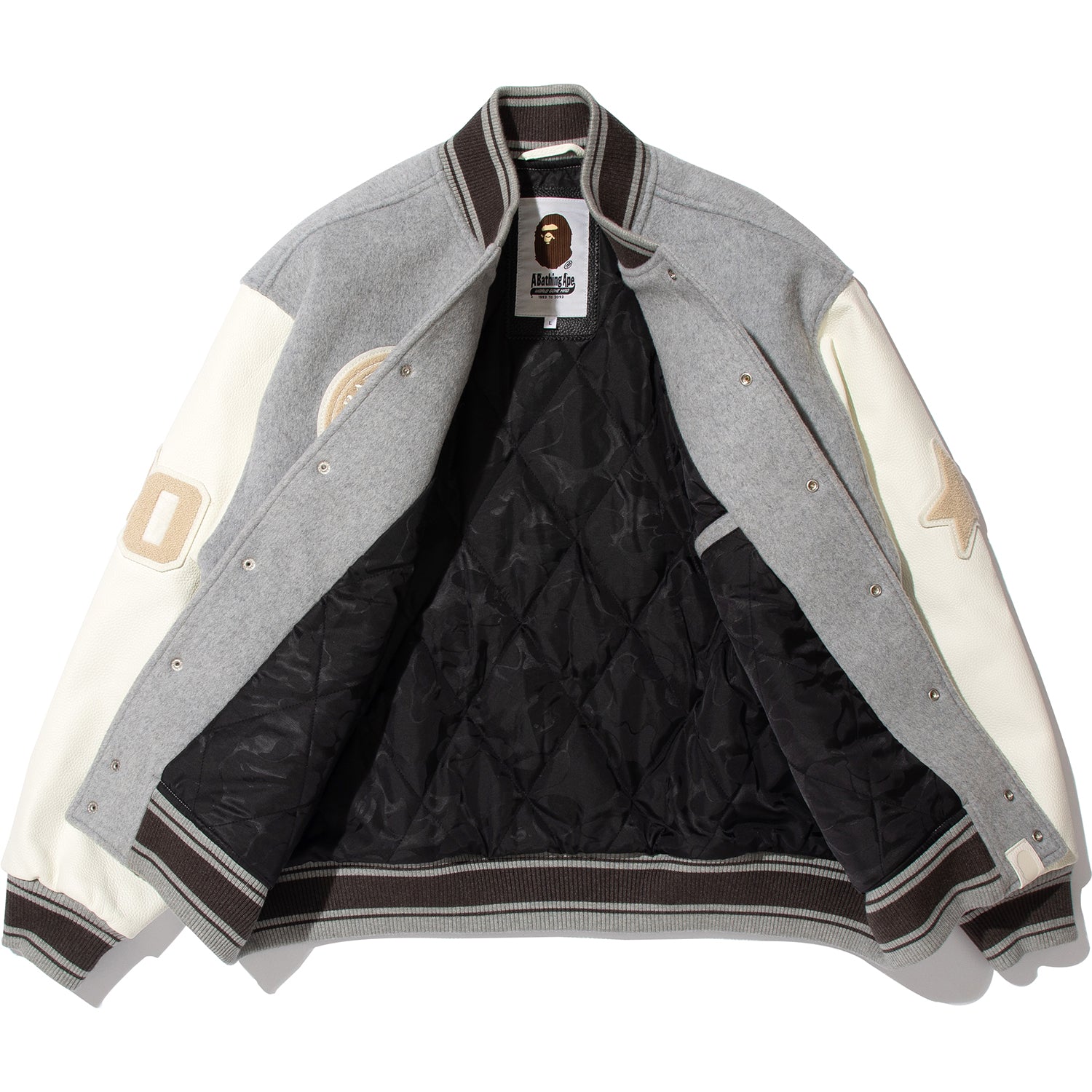 BAPE X HIGHSNOBIETY MULTI LOGO VARSITY JACKET MENS - Image 2
