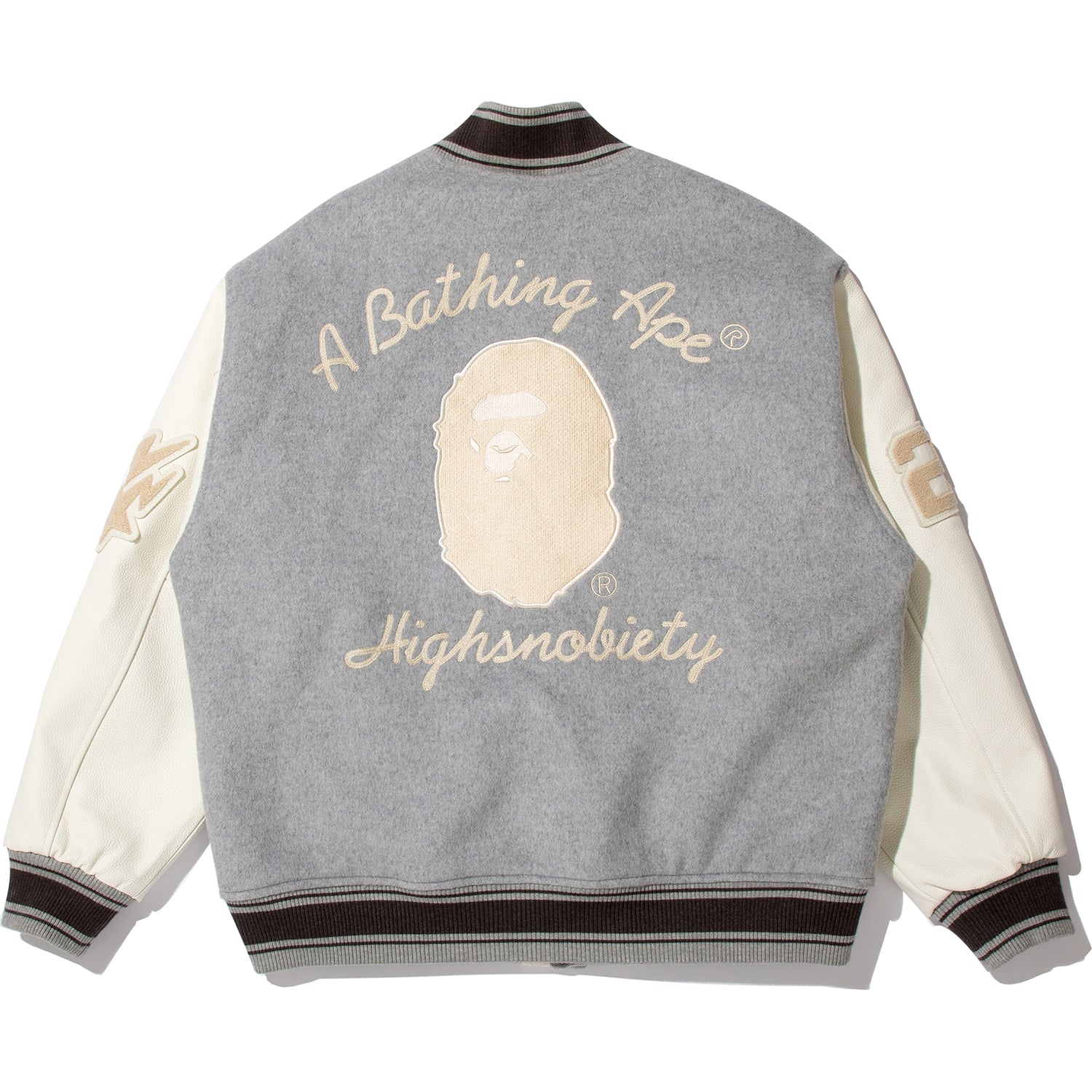 BAPE X HIGHSNOBIETY MULTI LOGO VARSITY JACKET MENS - Image 5