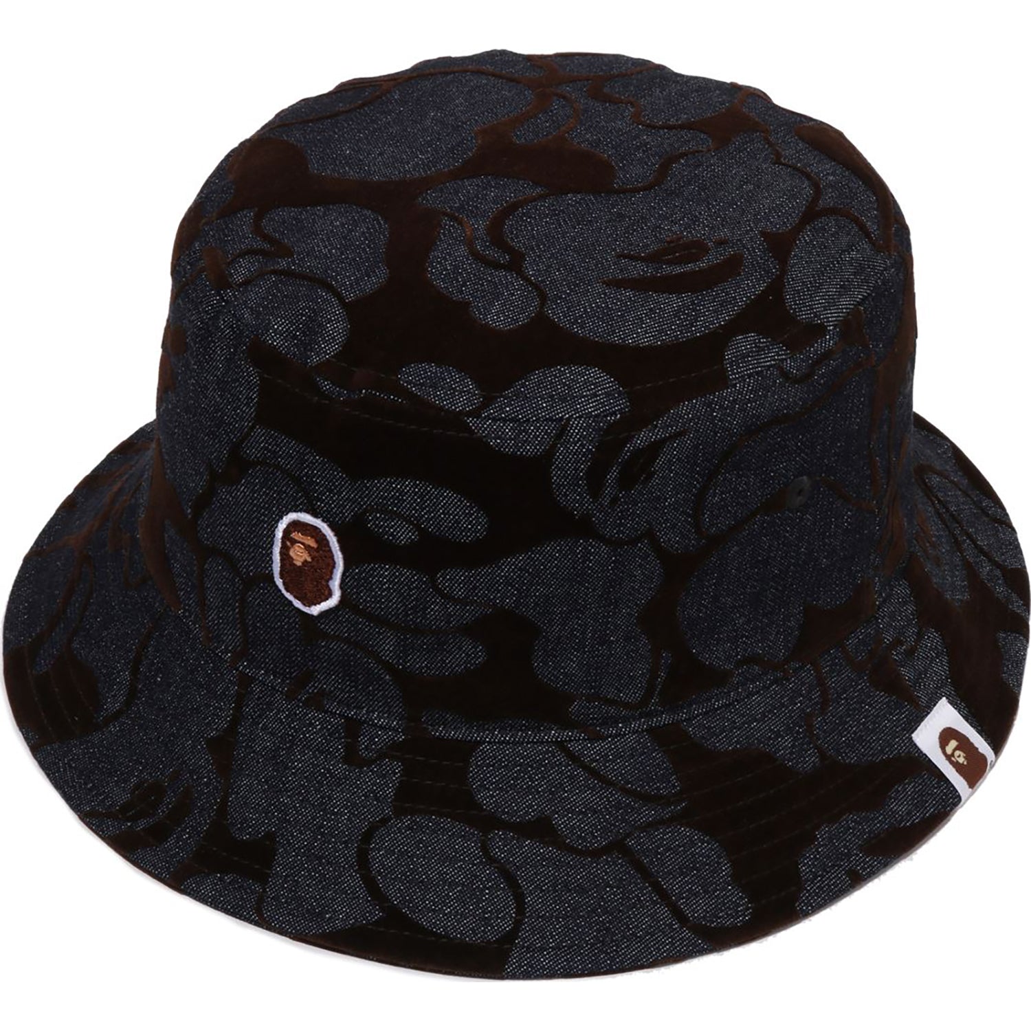 CAMO FLOCKED DENIM ONE POINT BUCKET HAT MENS - Image 2