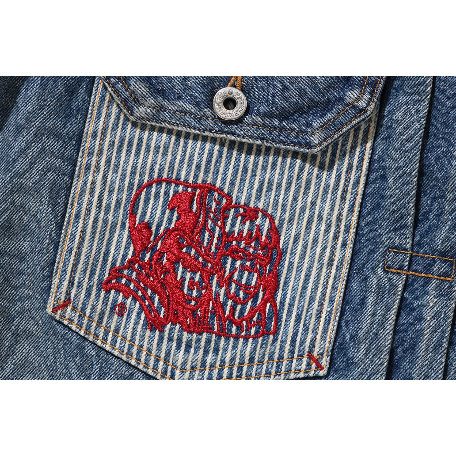 BAPE X SEAN WOTHERSPOON EMBROIDERY DENIM JACKET MENS - Image 5