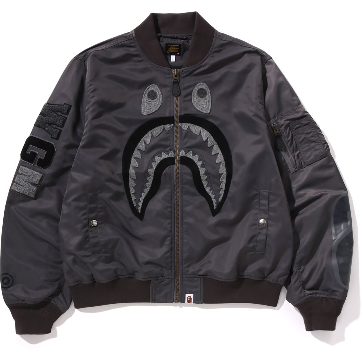 TONAL CHAIN STITCH SHARK BOMBER JACKET MENS - Image 6