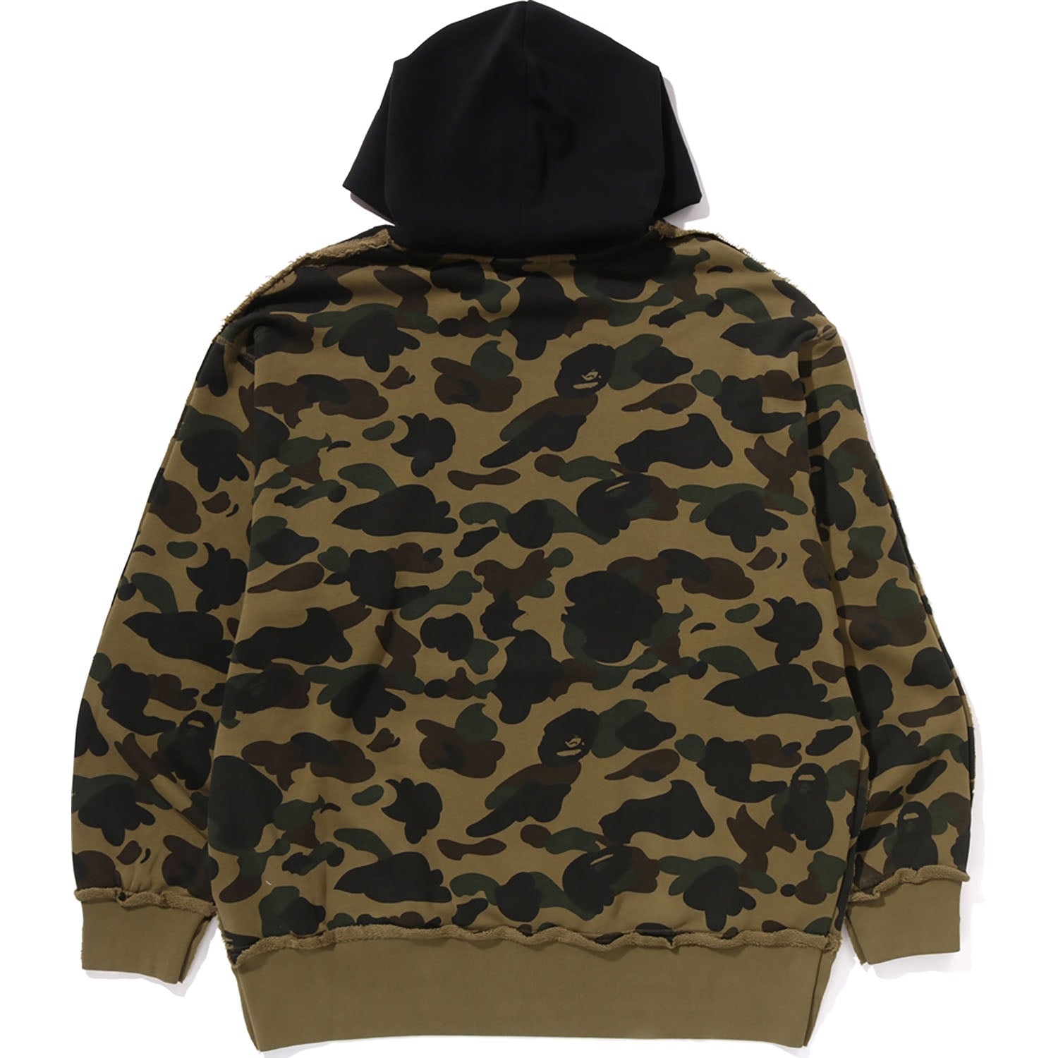 1ST CAMO BLOCKING RAW EDGE RELAXED FIT PULLOVER HOODIE MENS - Image 2