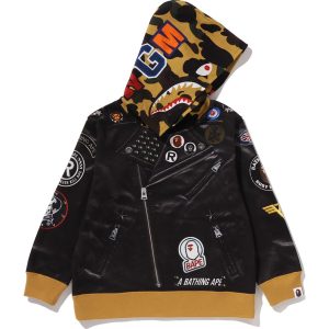 LEATHER JACKET PRINT SHARK PULLOVER HOODIE KIDS