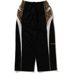 WILD LEOPARD PATTERN OVERSIZED FIT TRACK PANTS MENS