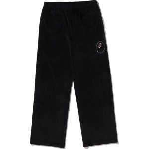 CRYSTAL STONE APE HEAD VELOUR WIDE PANTS LADIES