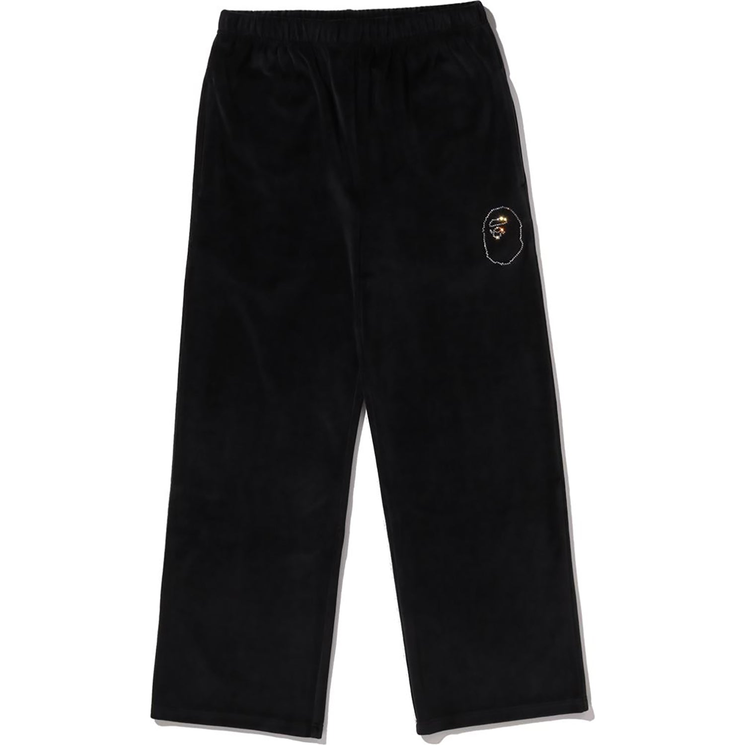 CRYSTAL STONE APE HEAD VELOUR WIDE PANTS LADIES