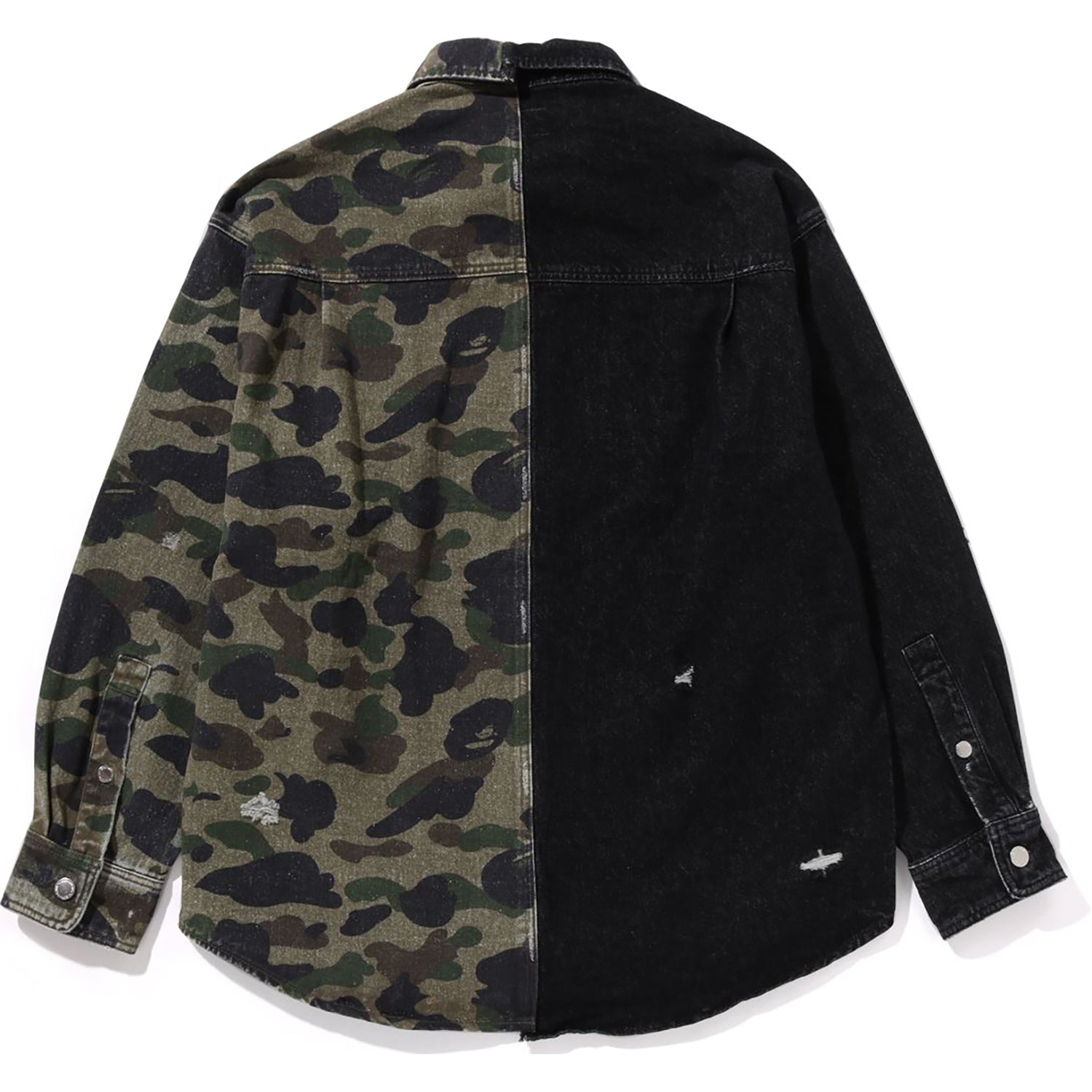 1ST CAMO BLOCKING DESTORYED HEAVY WASH LOGO LS SHIRT MENS - Image 2