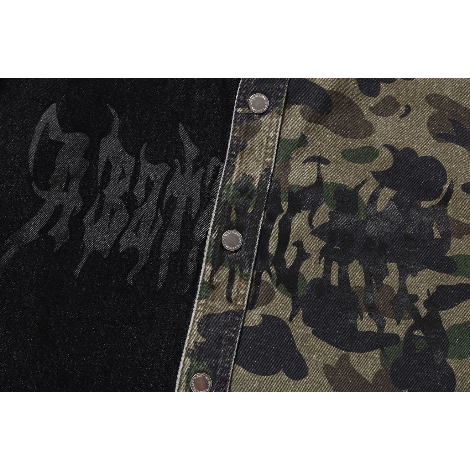 1ST CAMO BLOCKING DESTORYED HEAVY WASH LOGO LS SHIRT MENS - Image 3