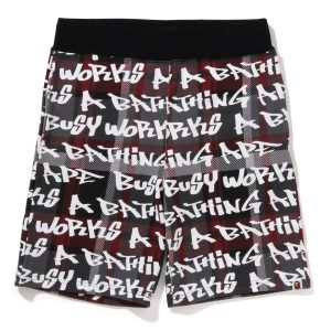 BAPE GRAFFITI CHECK SWEAT SHORTS MENS