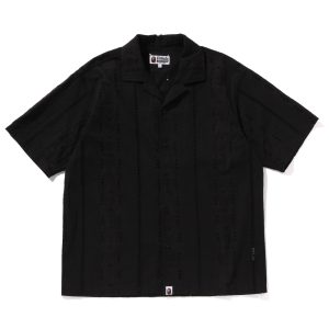 EMBROIDERY OPEN COLLAR SS SHIRT MENS