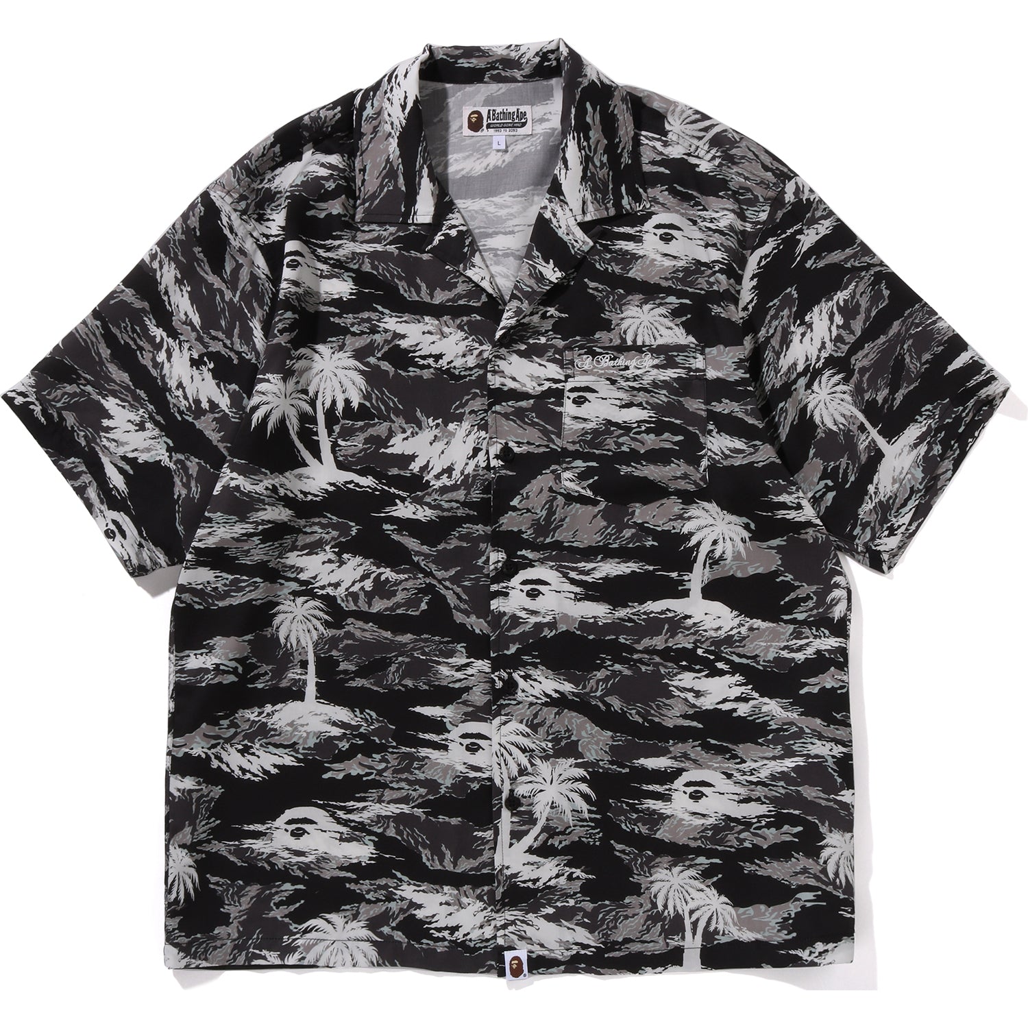 BAPE MENS PALM TREE CAMO OPEN COLLAR POCKET SS SHIRT - Image 7
