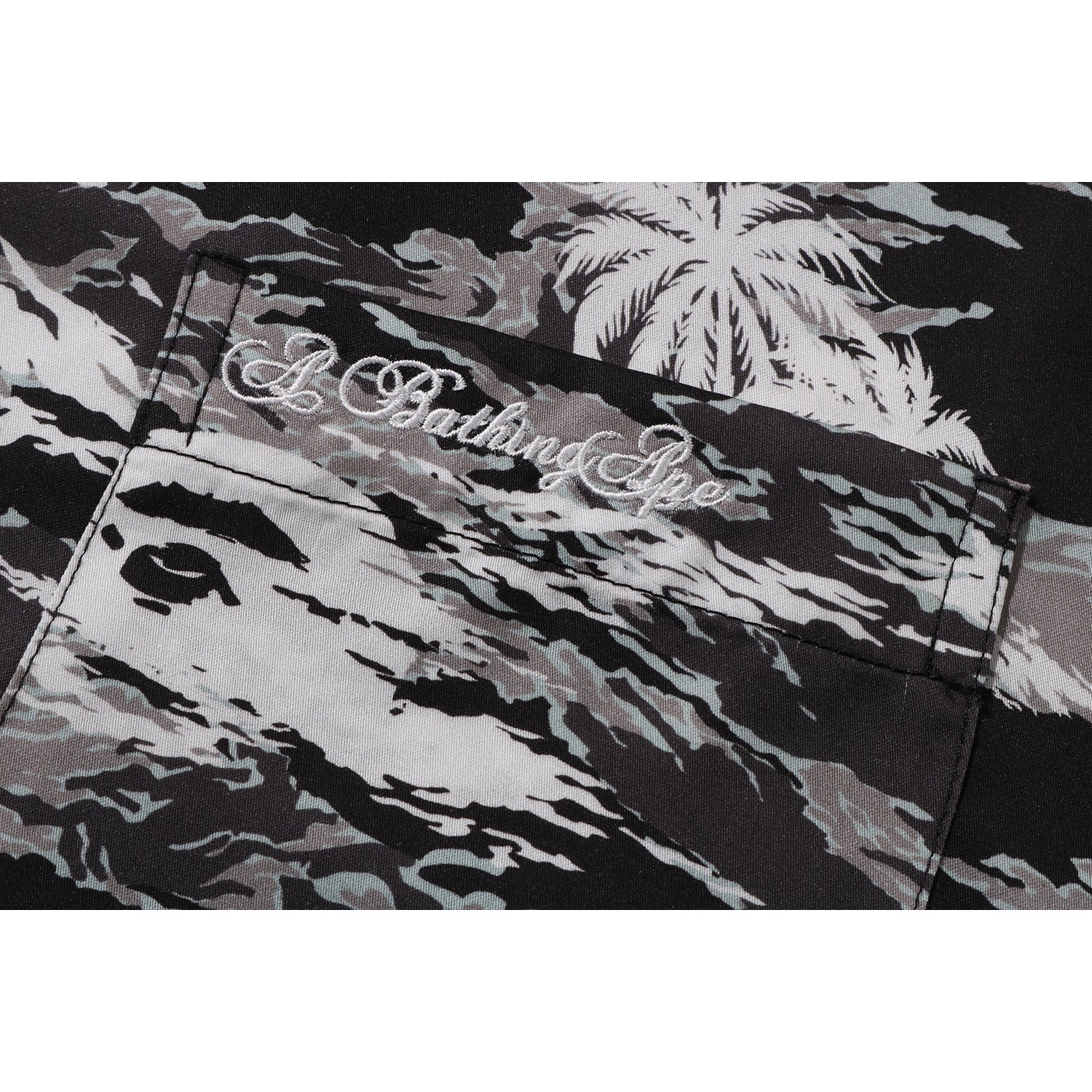 BAPE MENS PALM TREE CAMO OPEN COLLAR POCKET SS SHIRT - Image 9