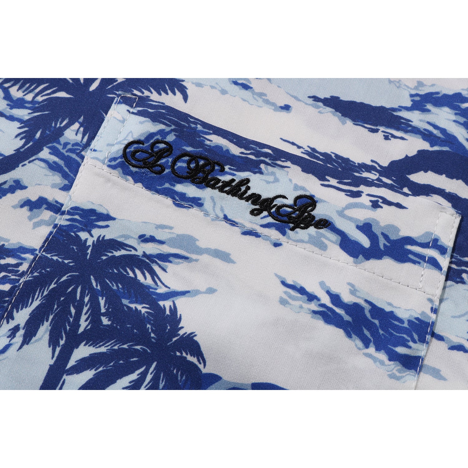 BAPE MENS PALM TREE CAMO OPEN COLLAR POCKET SS SHIRT - Image 3
