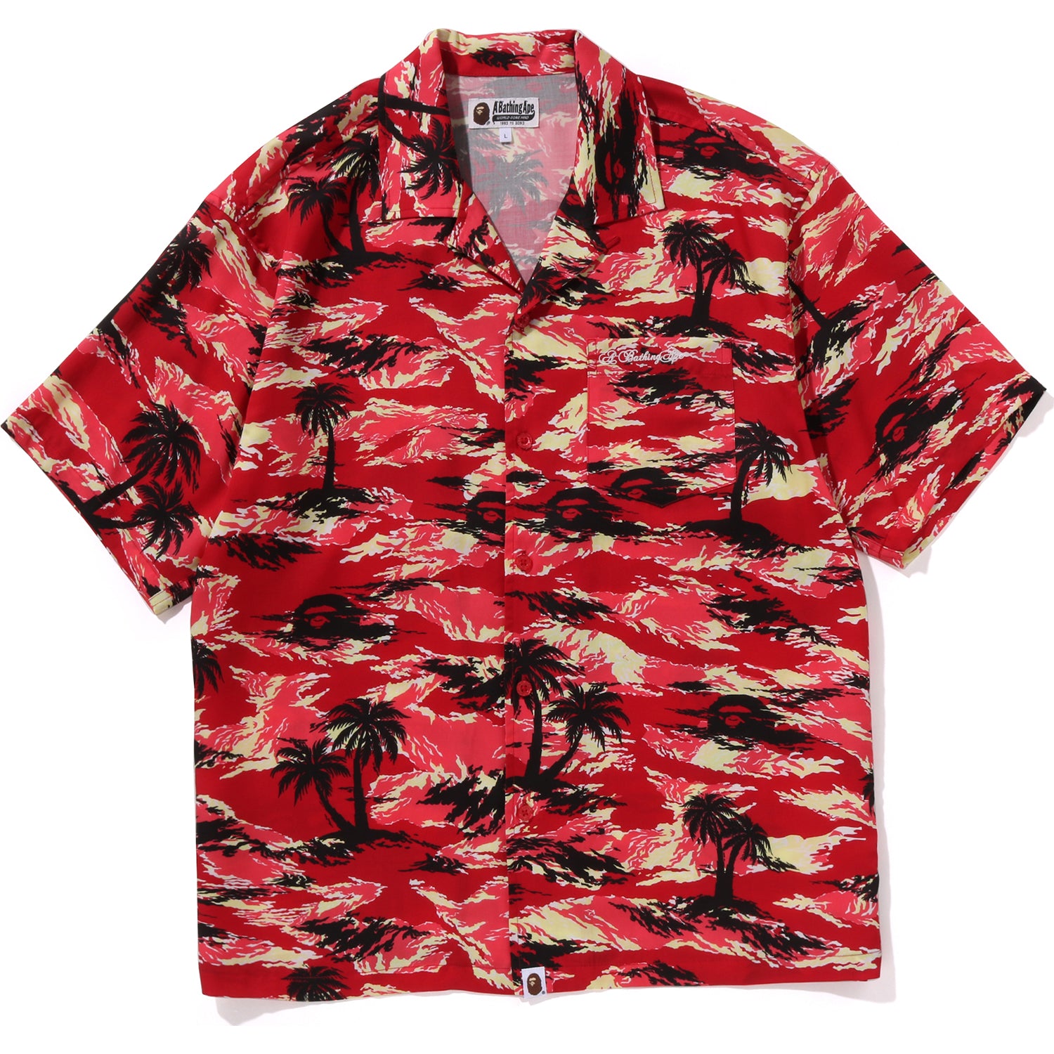BAPE MENS PALM TREE CAMO OPEN COLLAR POCKET SS SHIRT - Image 4