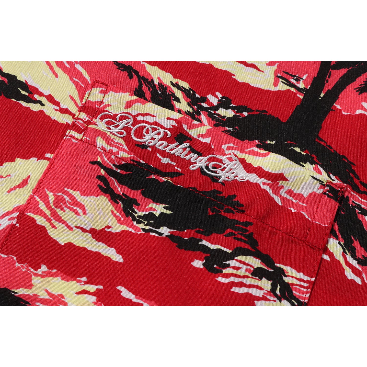 BAPE MENS PALM TREE CAMO OPEN COLLAR POCKET SS SHIRT - Image 6