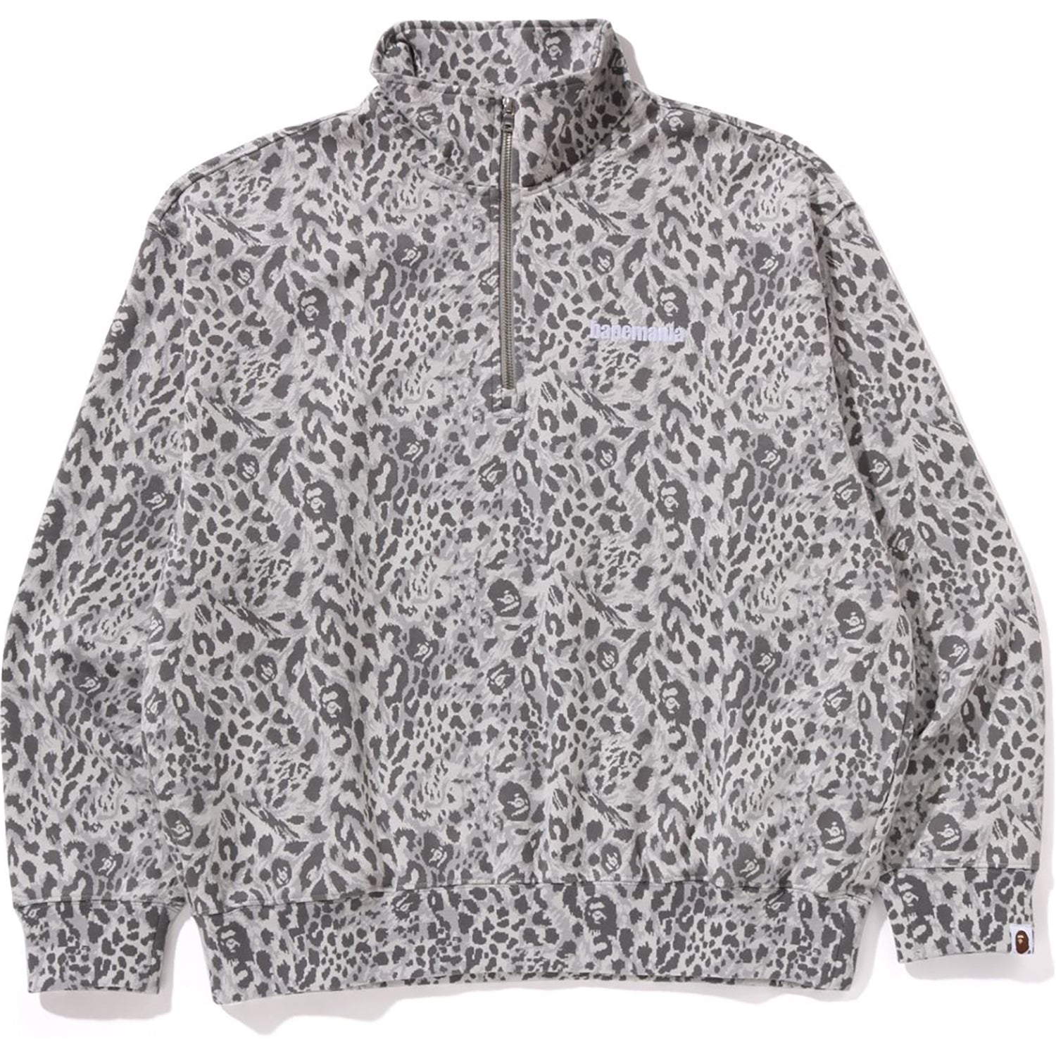 WILD LEOPARD PATTERN RELAXED FIT HALF ZIP SWEATSHIRT MENS - Image 5