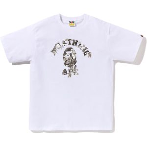 BAPE MENS TREE EDGE CAMO COLLEGE T-SHIRT