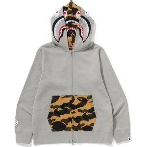 1ST CAMO SHARK FULL ZIP DOUBLE HOODIE MENS