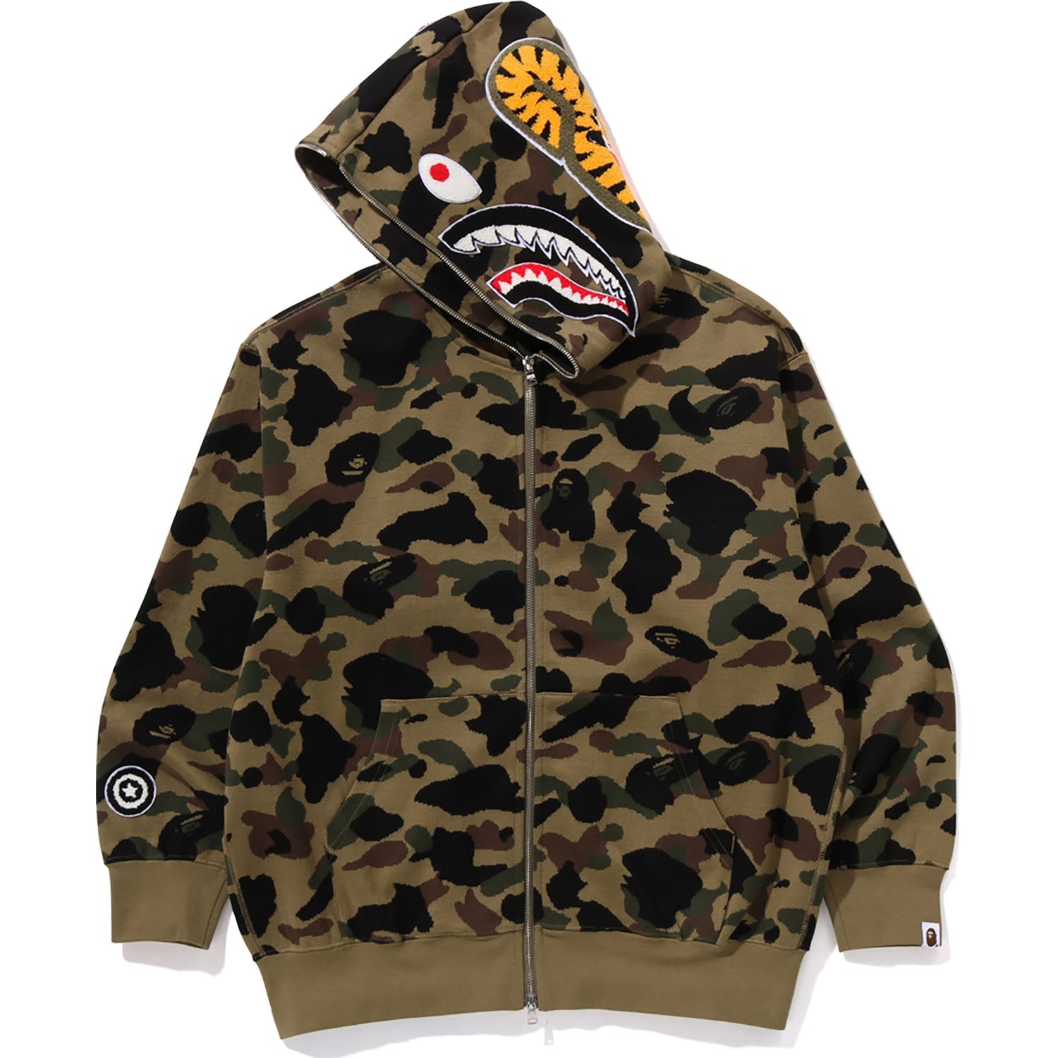 1ST CAMO JACQUARD SHARK RELAXED FIT FULL ZIP HOODIE MENS - Image 2