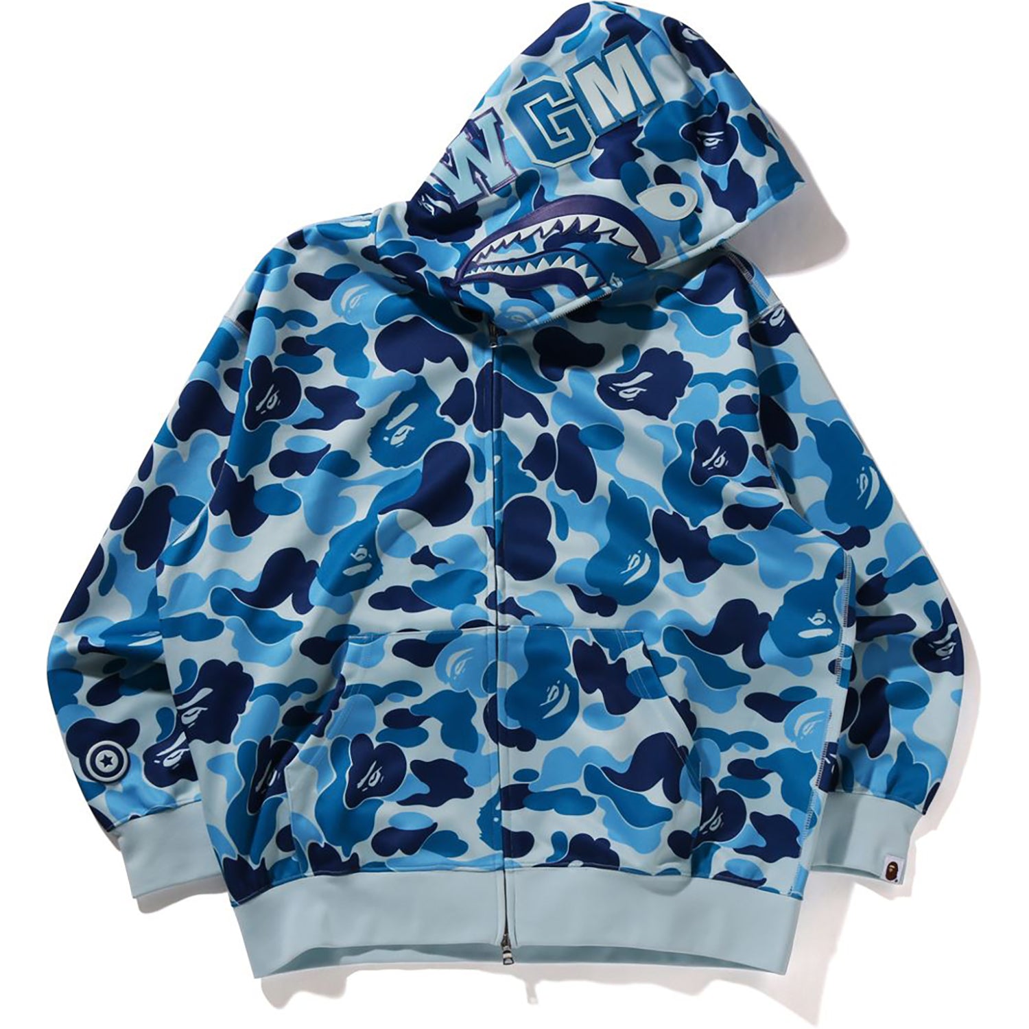 ABC CAMO POLYESTER RELAXED FIT SHARK FULL ZIP HOODIE MENS
