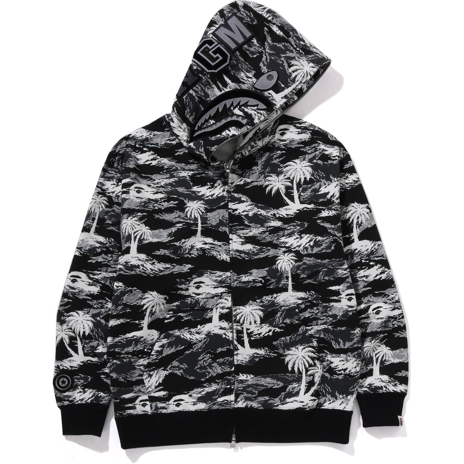 PALM TREE CAMO RELAXED FIT SHARK FULL ZIP HOODIE MENS - Image 11
