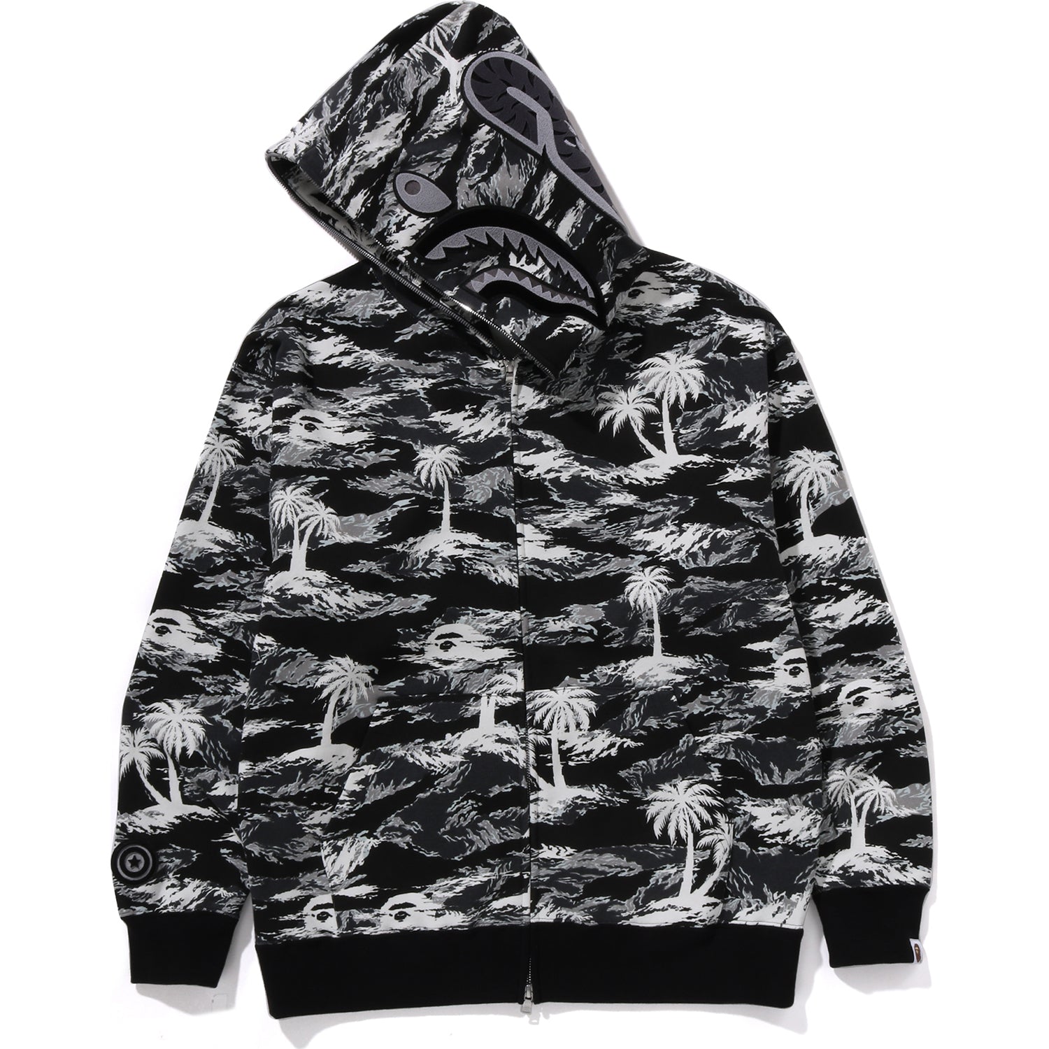 PALM TREE CAMO RELAXED FIT SHARK FULL ZIP HOODIE MENS - Image 12