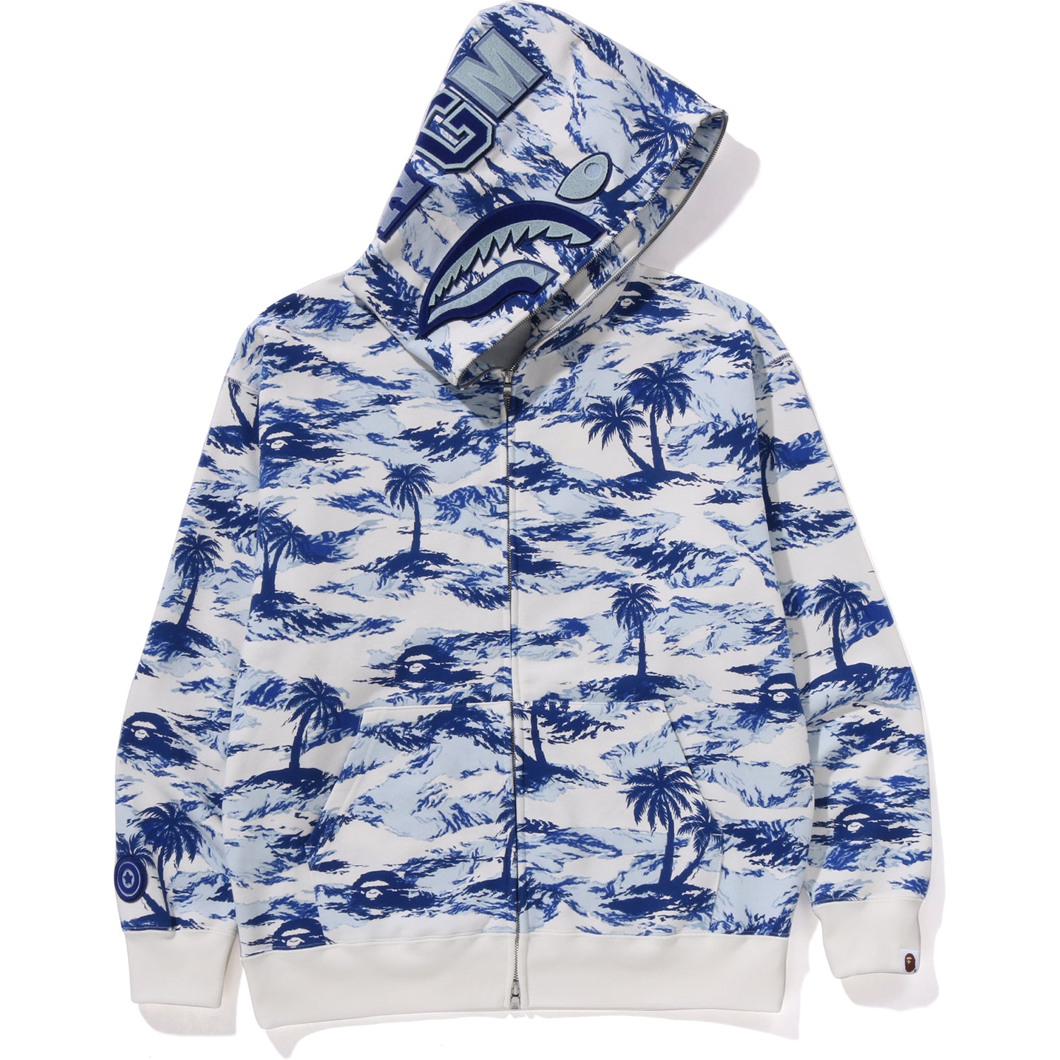 PALM TREE CAMO RELAXED FIT SHARK FULL ZIP HOODIE MENS - Image 6