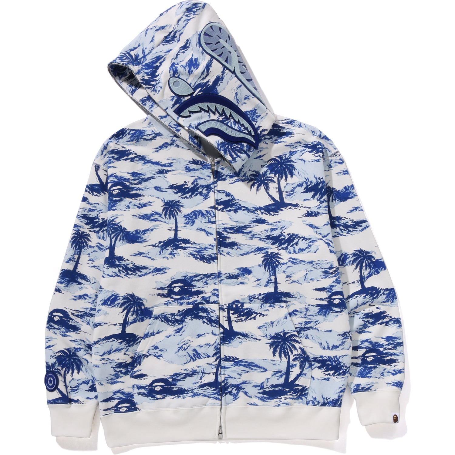 PALM TREE CAMO RELAXED FIT SHARK FULL ZIP HOODIE MENS - Image 7