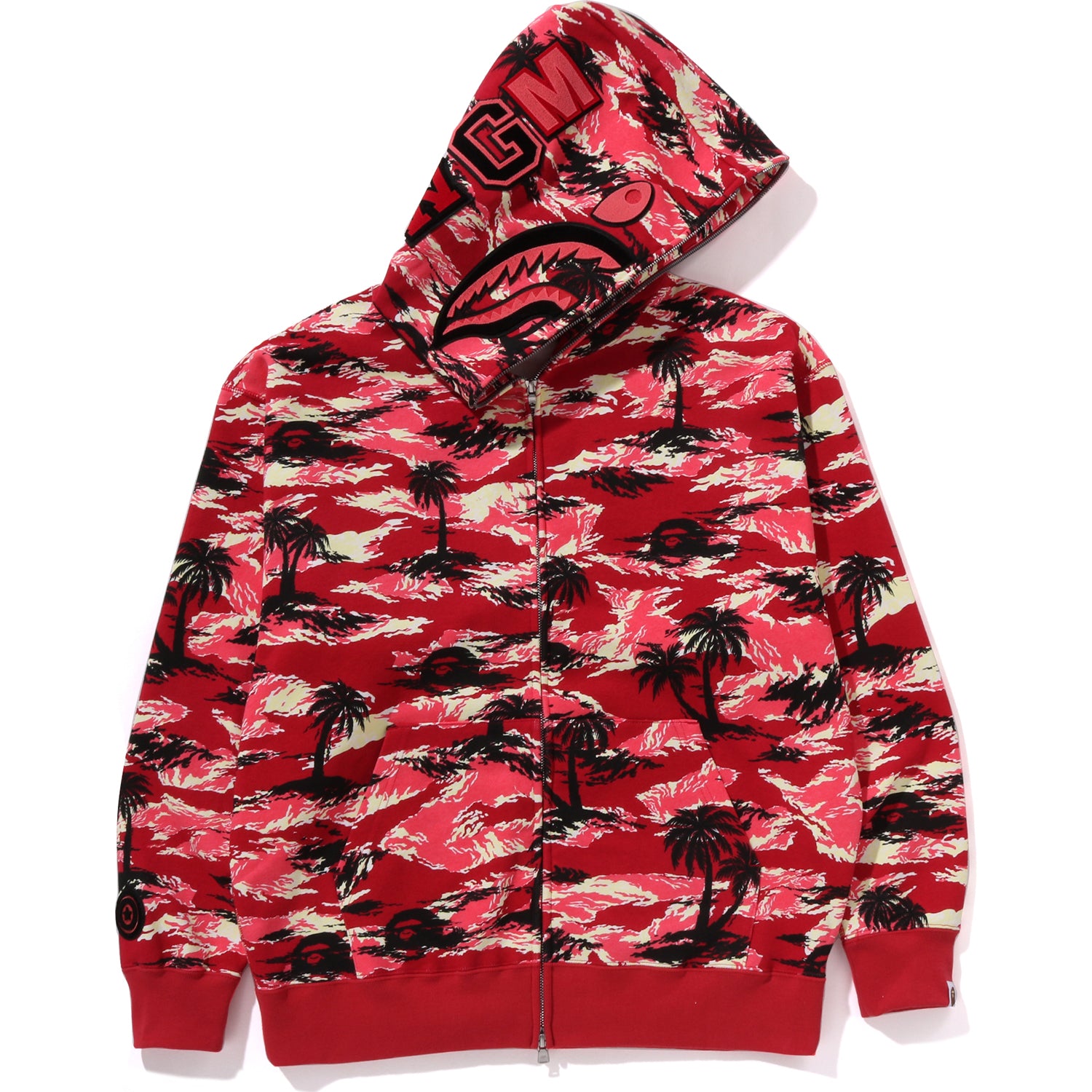 PALM TREE CAMO RELAXED FIT SHARK FULL ZIP HOODIE MENS