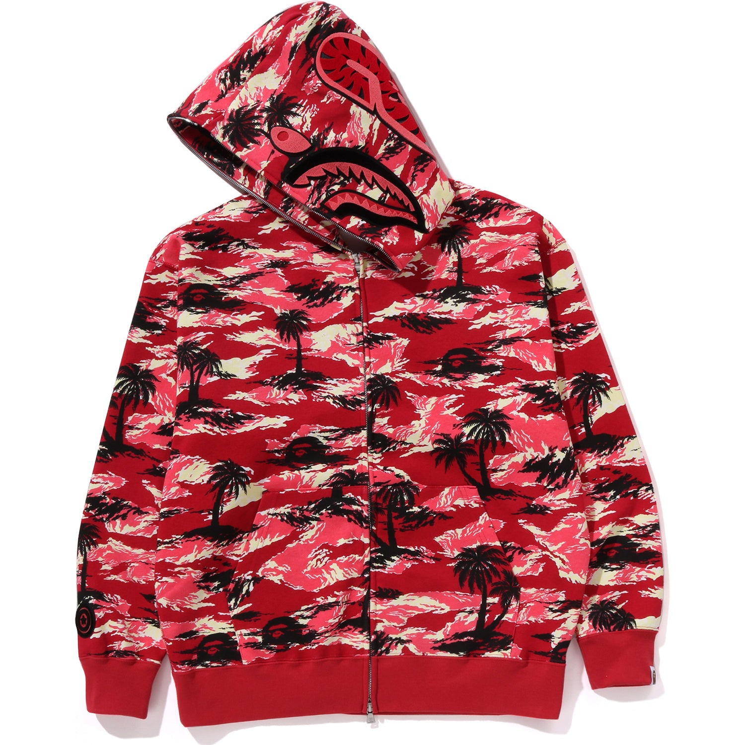 PALM TREE CAMO RELAXED FIT SHARK FULL ZIP HOODIE MENS - Image 2