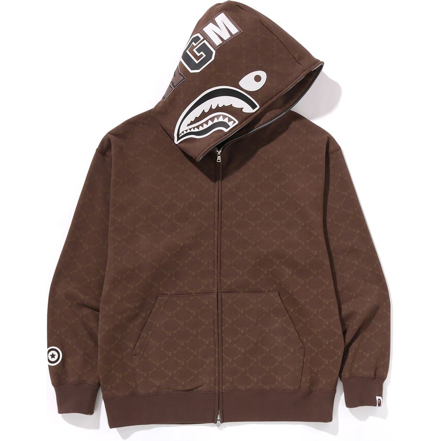 COLLEGE MONOGRAM RELAXED FIT SHARK FULL ZIP HOODIE MENS - Image 11