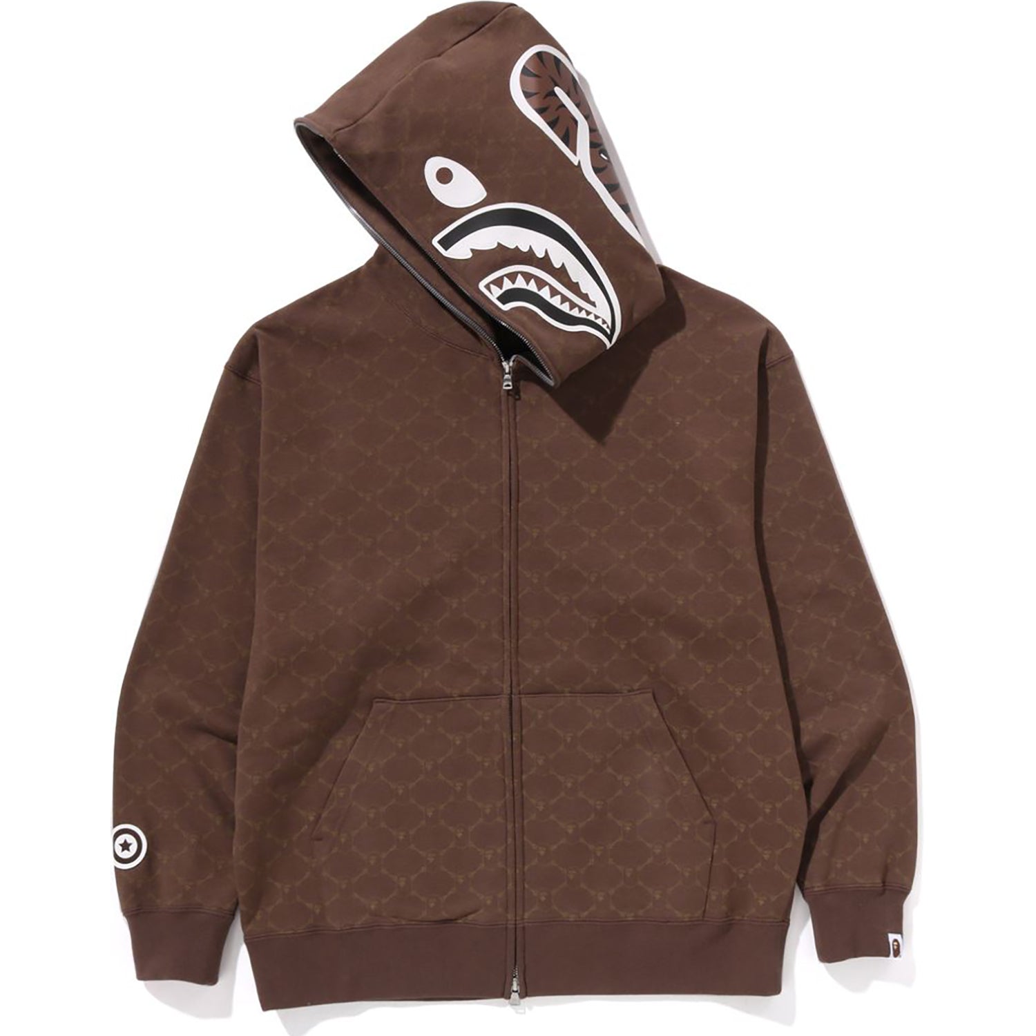 COLLEGE MONOGRAM RELAXED FIT SHARK FULL ZIP HOODIE MENS - Image 12