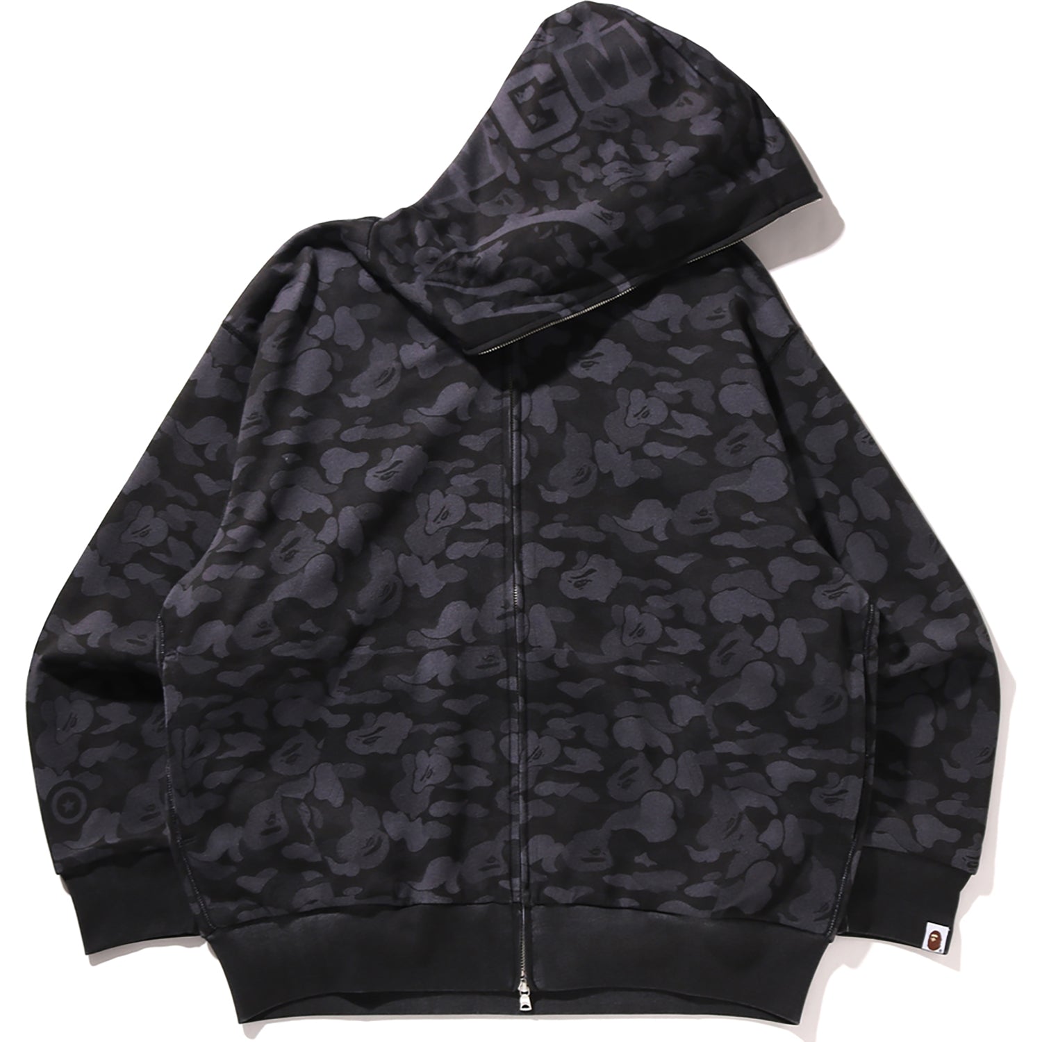 CAMO FAKE PRINT RELAXED FIT SHARK FULL ZIP HOODIE MENS - Image 6