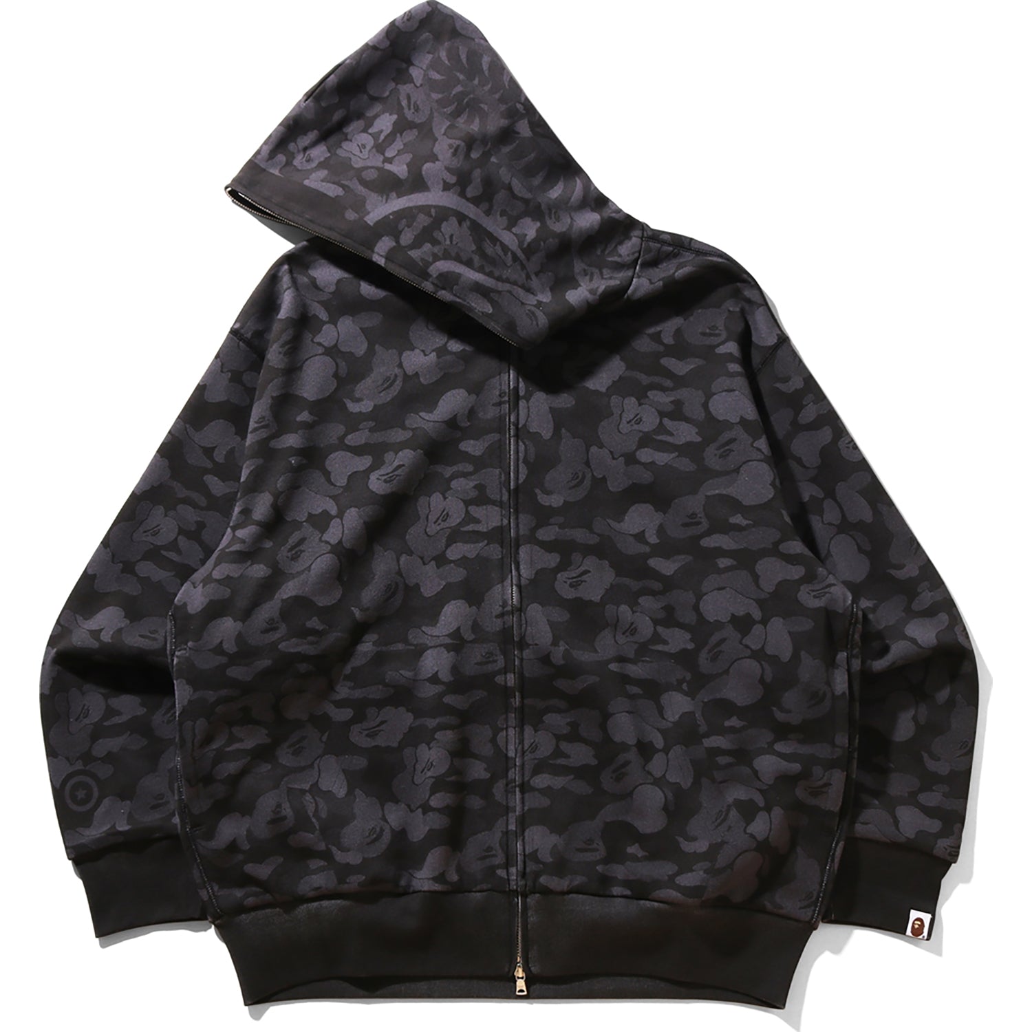 CAMO FAKE PRINT RELAXED FIT SHARK FULL ZIP HOODIE MENS - Image 7