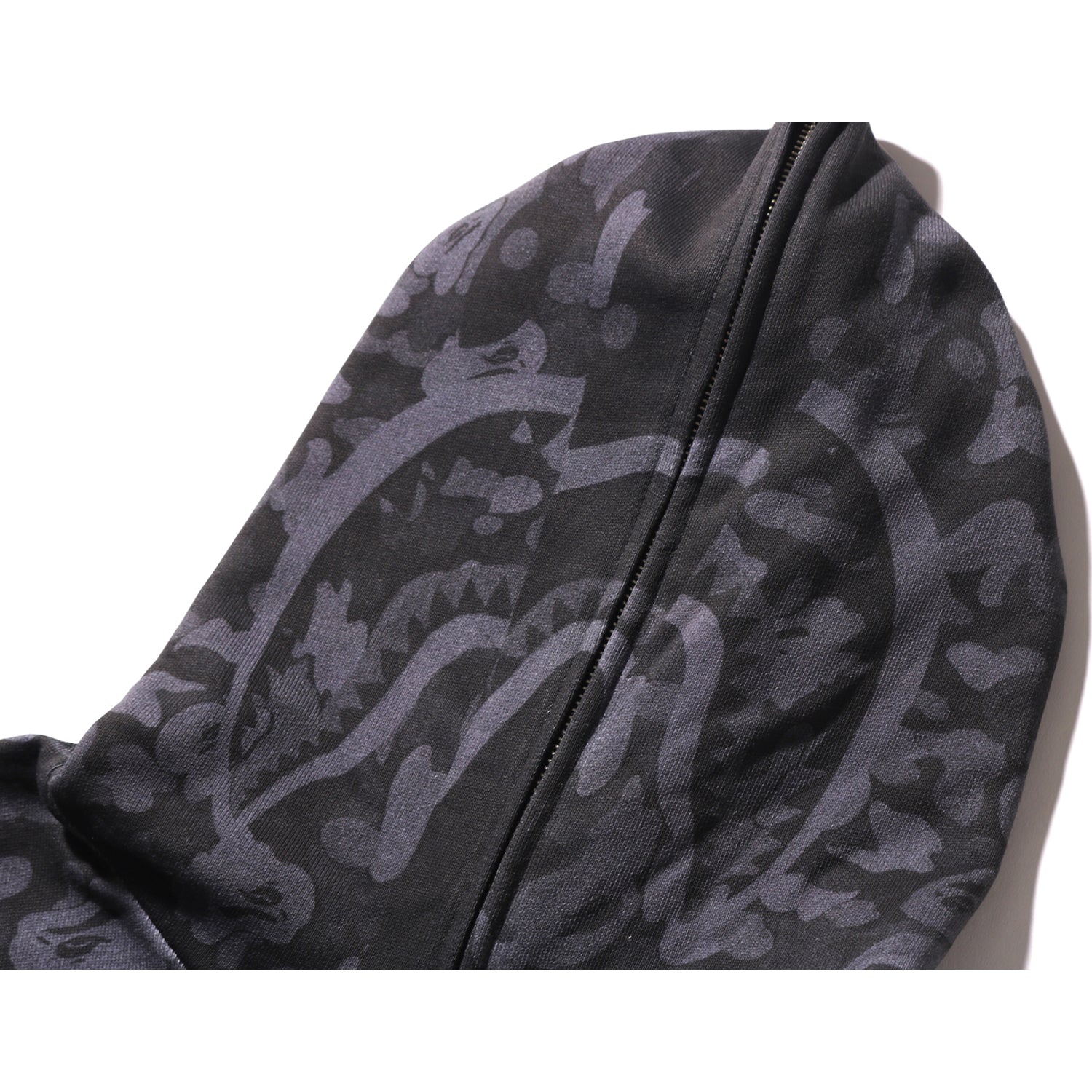 CAMO FAKE PRINT RELAXED FIT SHARK FULL ZIP HOODIE MENS - Image 9