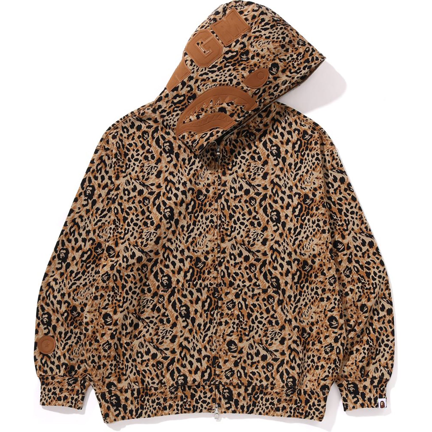 WILD LEOPARD PATTERN SHARK RELAXED FIT FULL ZIP HOODIE MENS - Image 13