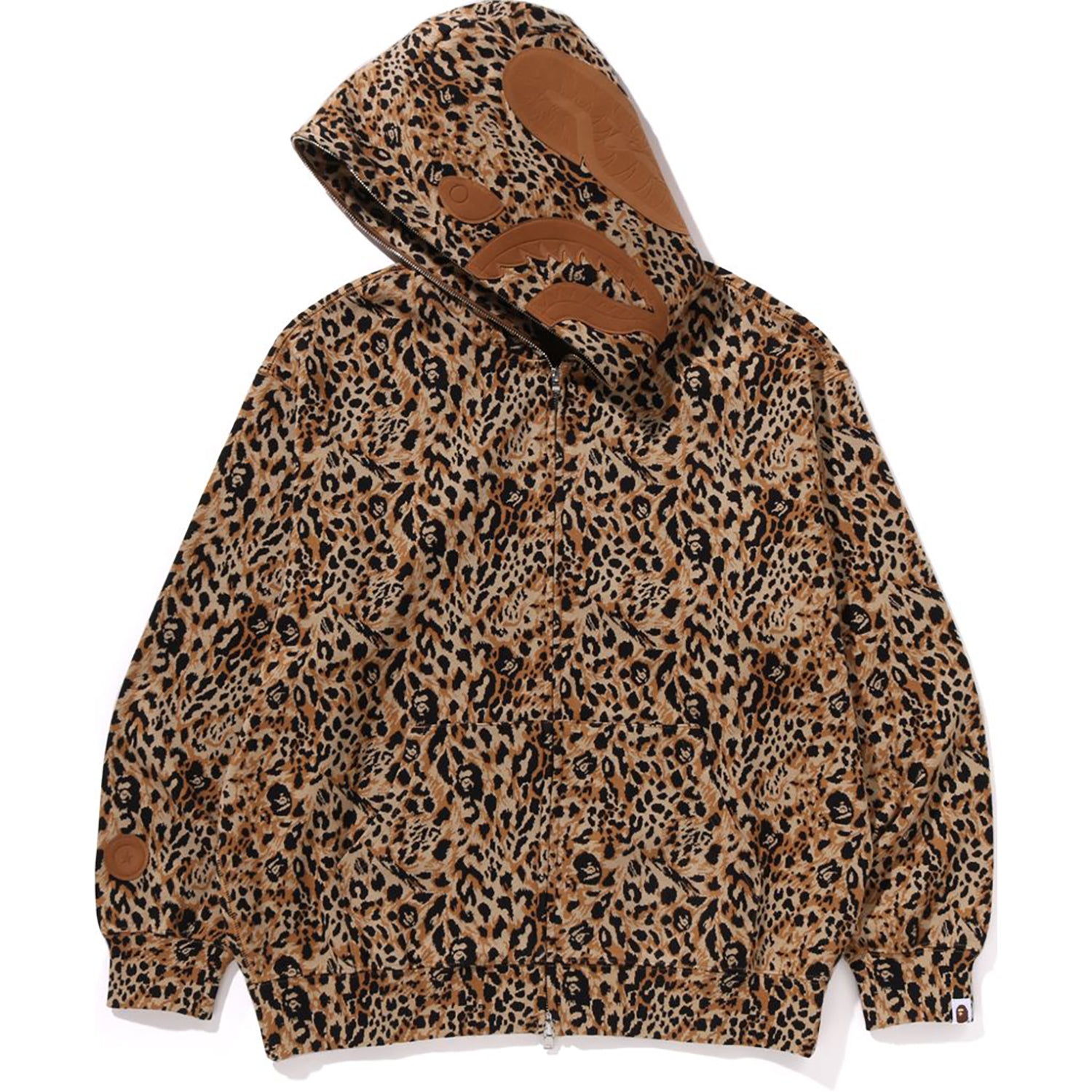 WILD LEOPARD PATTERN SHARK RELAXED FIT FULL ZIP HOODIE MENS - Image 14