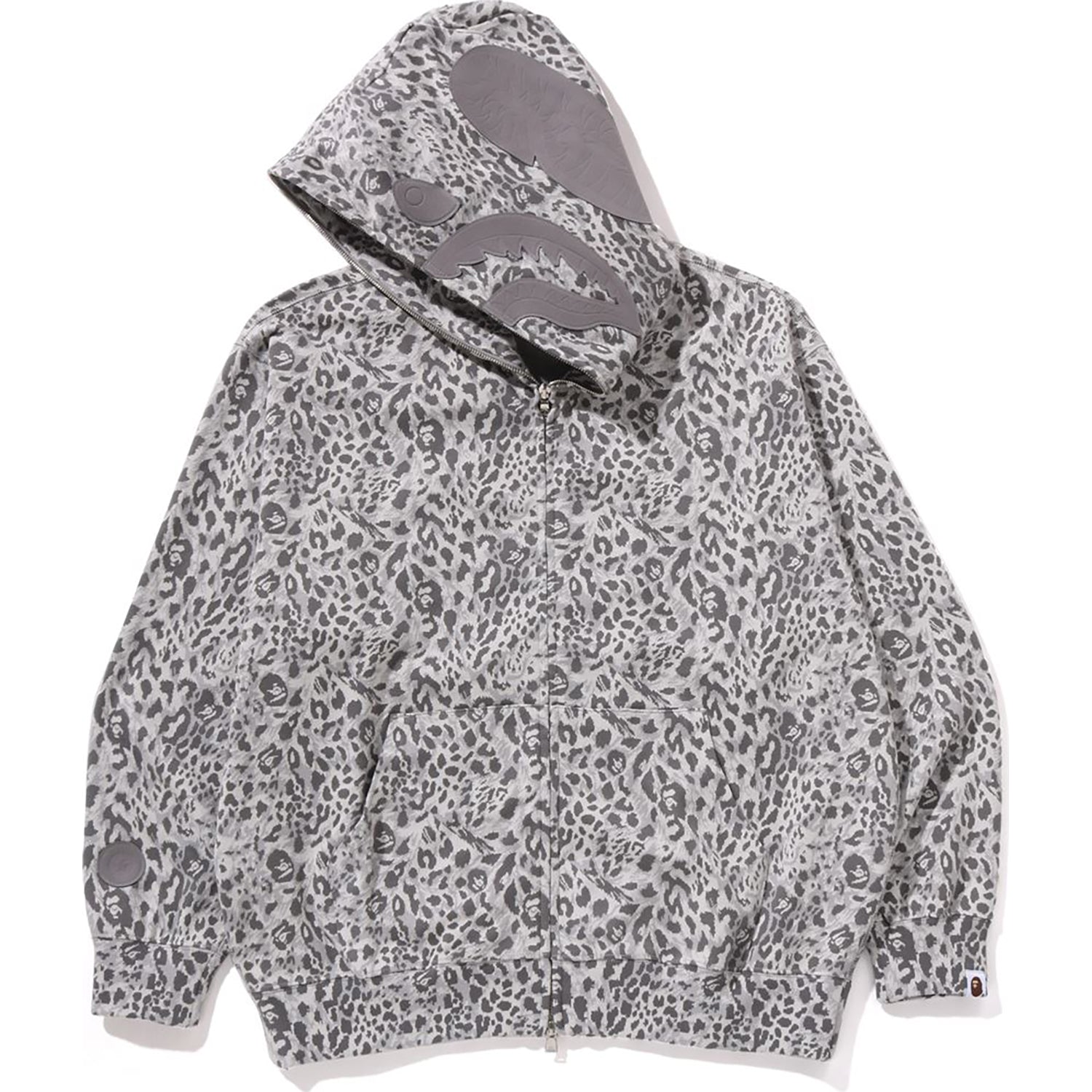 WILD LEOPARD PATTERN SHARK RELAXED FIT FULL ZIP HOODIE MENS - Image 2
