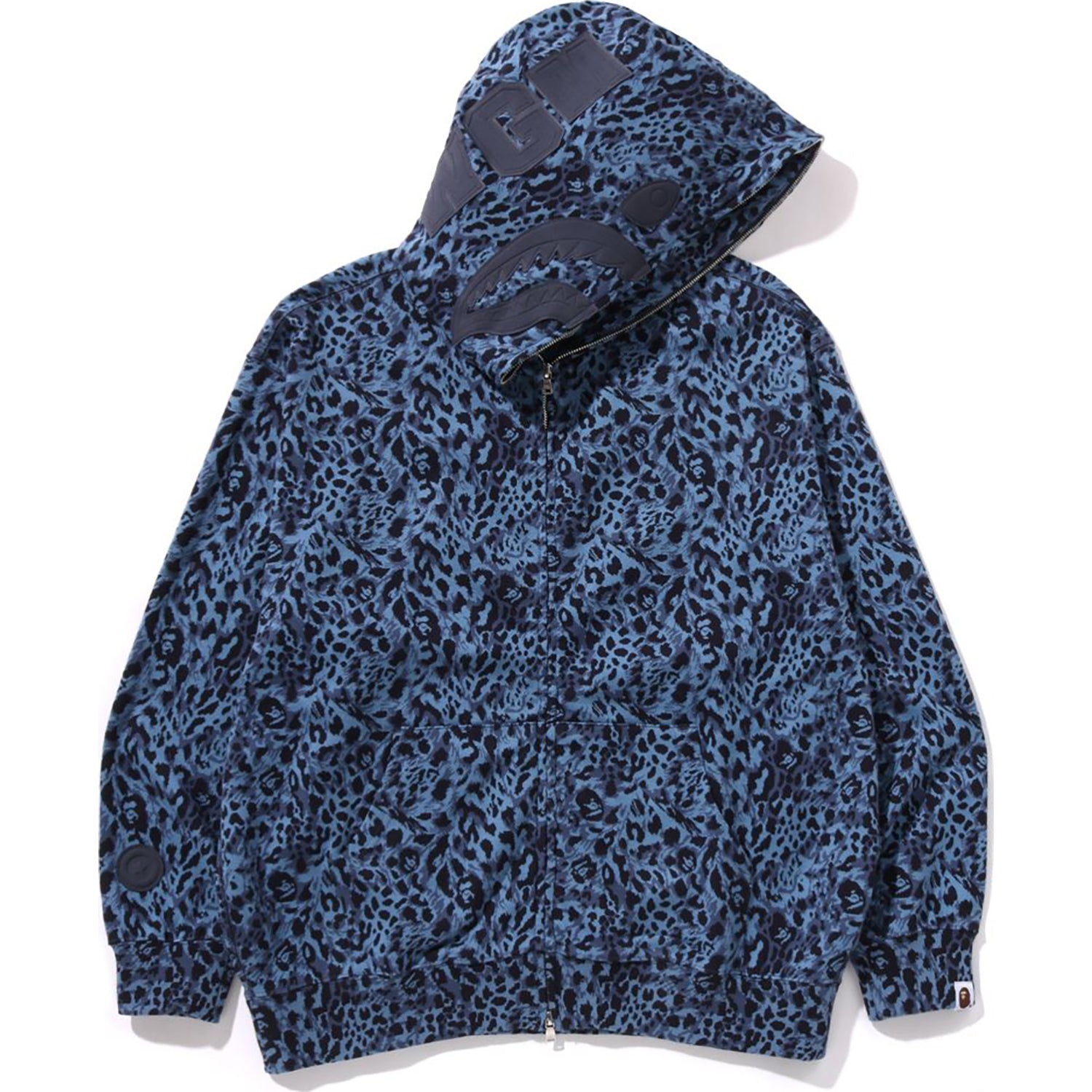 WILD LEOPARD PATTERN SHARK RELAXED FIT FULL ZIP HOODIE MENS - Image 7