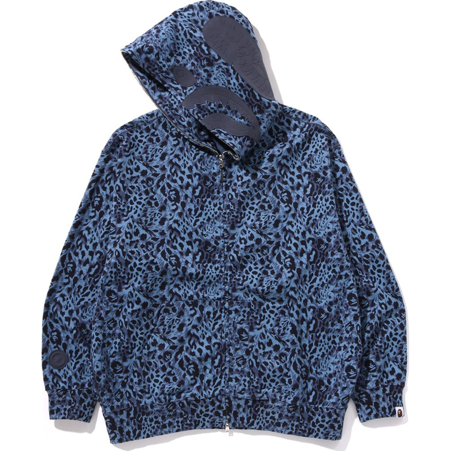 WILD LEOPARD PATTERN SHARK RELAXED FIT FULL ZIP HOODIE MENS - Image 8