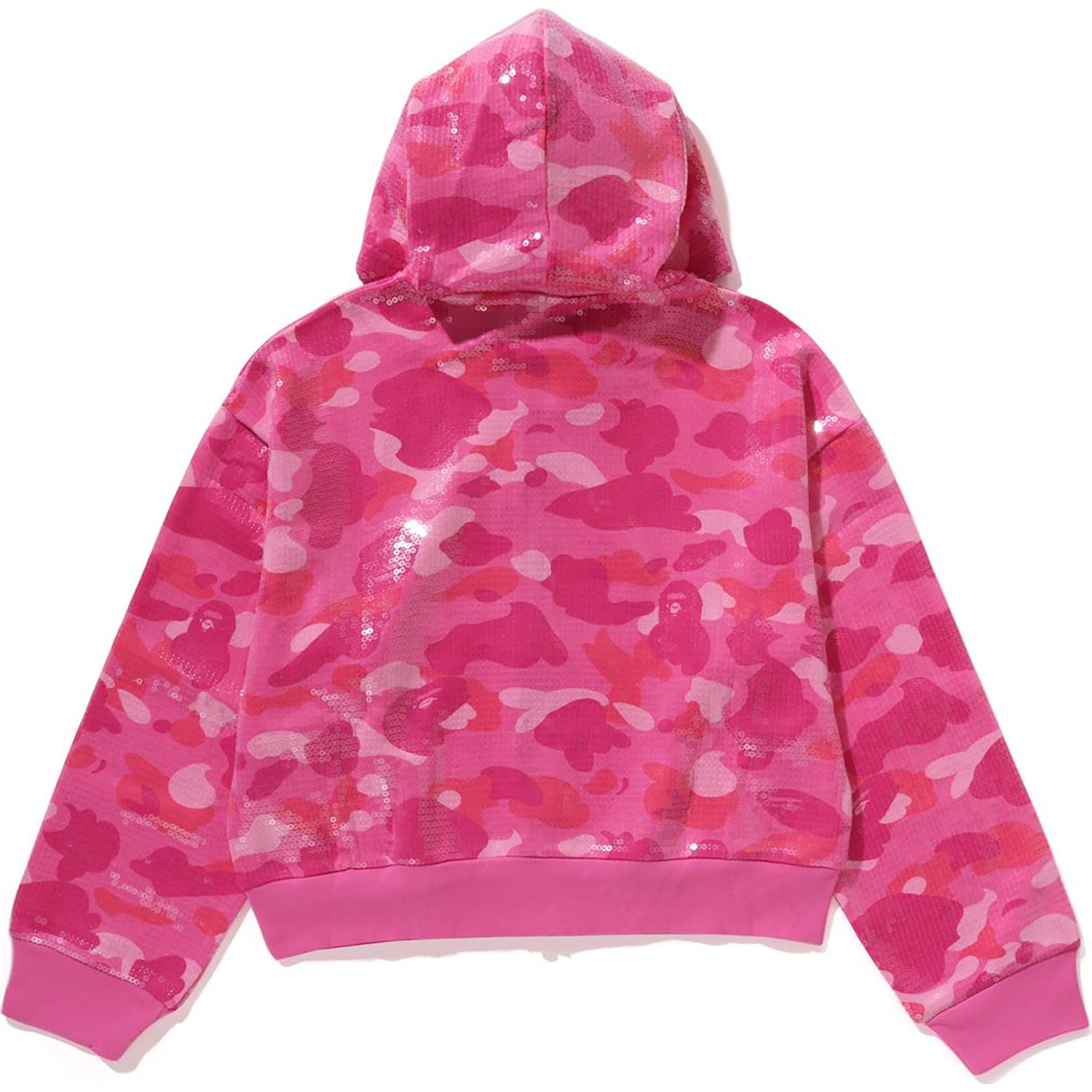 COLOR CAMO APE HEAD SEQUIN CROPPED FULL ZIP HOODIE LADIES - Image 2