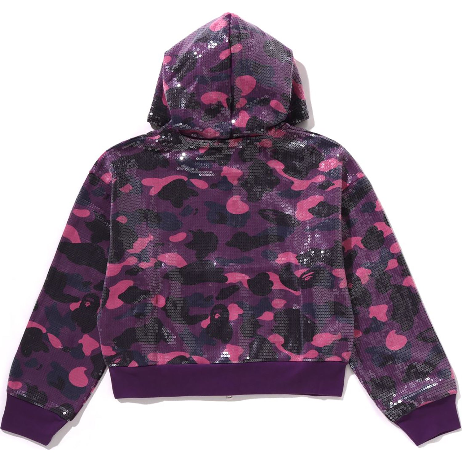 COLOR CAMO APE HEAD SEQUIN CROPPED FULL ZIP HOODIE LADIES - Image 7