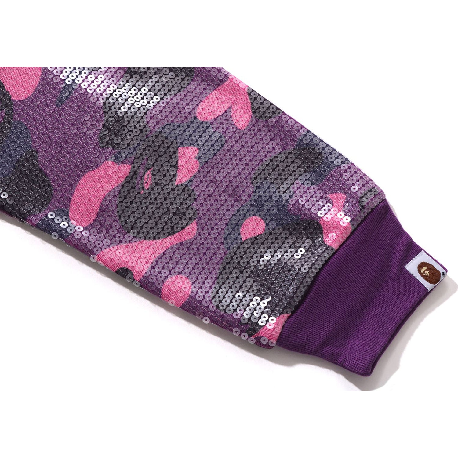 COLOR CAMO APE HEAD SEQUIN CROPPED FULL ZIP HOODIE LADIES - Image 9