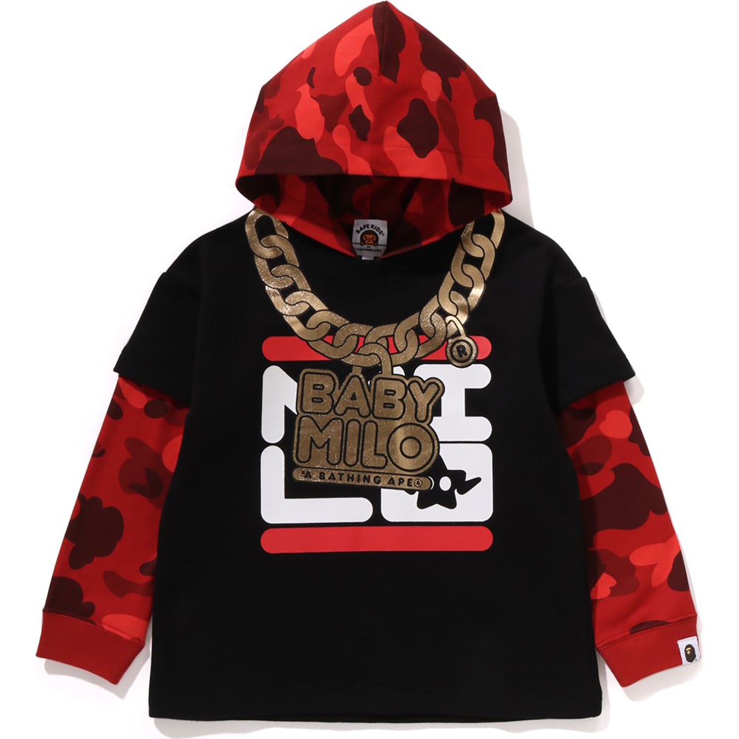 COLOR CAMO LAYERED RELAXED FIT PULLOVER HOODIE KIDS - Image 4