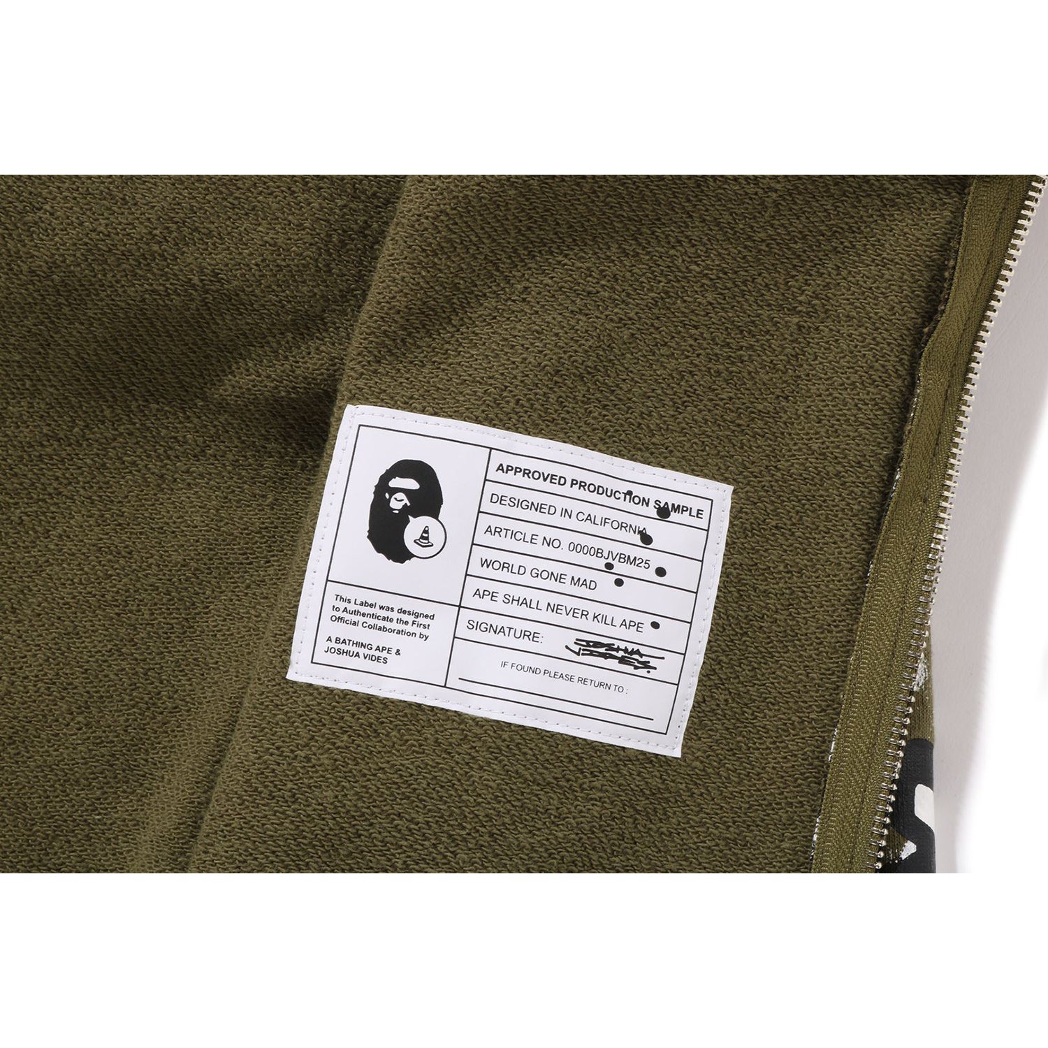 BAPE X JOSHUA VIDES - MILO FACE FULL ZIP HOODIE MENS - Image 6