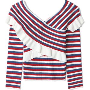 BAPY STRIPES WRAP KNIT TOP LADIES